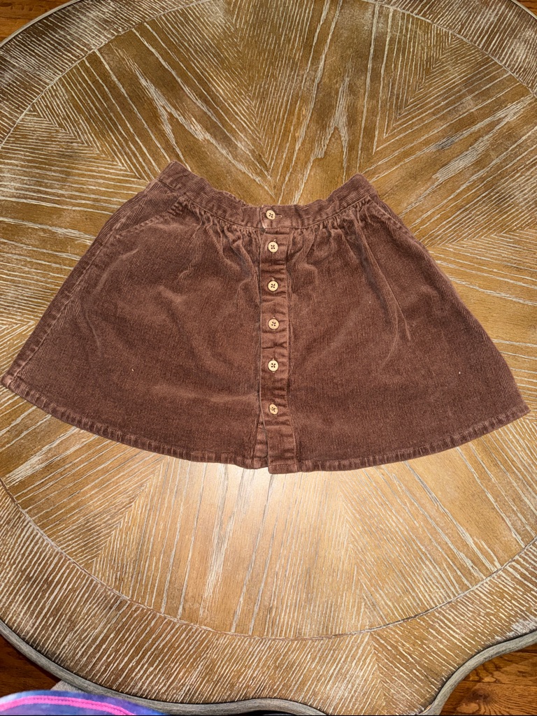 Rylee + Cru Chocolate Brown Button-Front Corduroy Girls Skirt - Euc 8y-9y